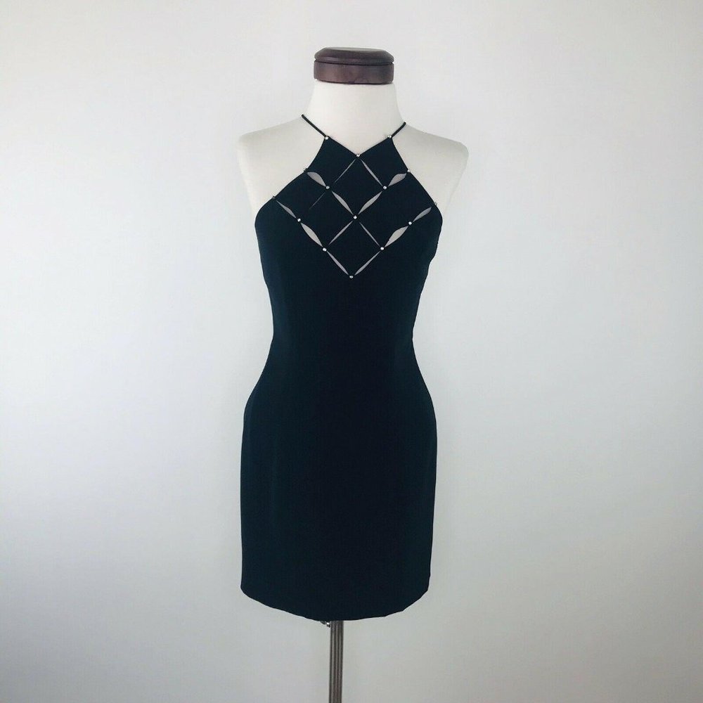 Lillie Rubin Black Diamond Cutout Rhinestone Dress